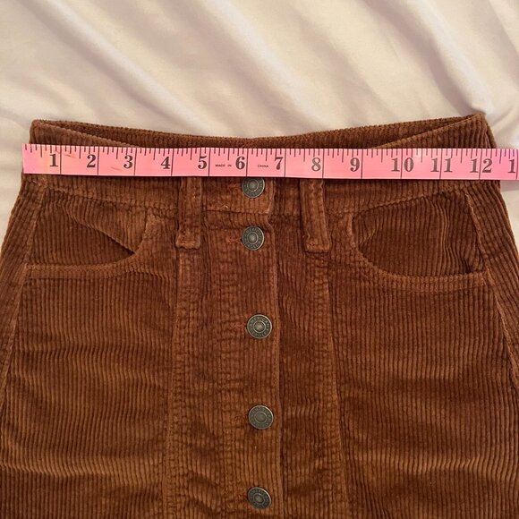 American Eagle Corduroy Button-Up Skirt Size 000 Regular Super Hi-Rise A-Line - Picture 7 of 11